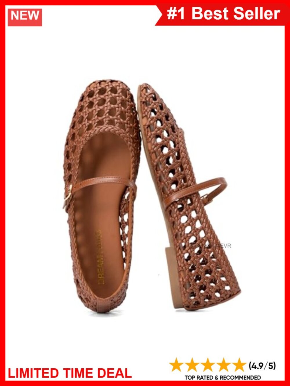 Woven Ballet Mary Jane Flats Faux Leather Square Toe Breathable